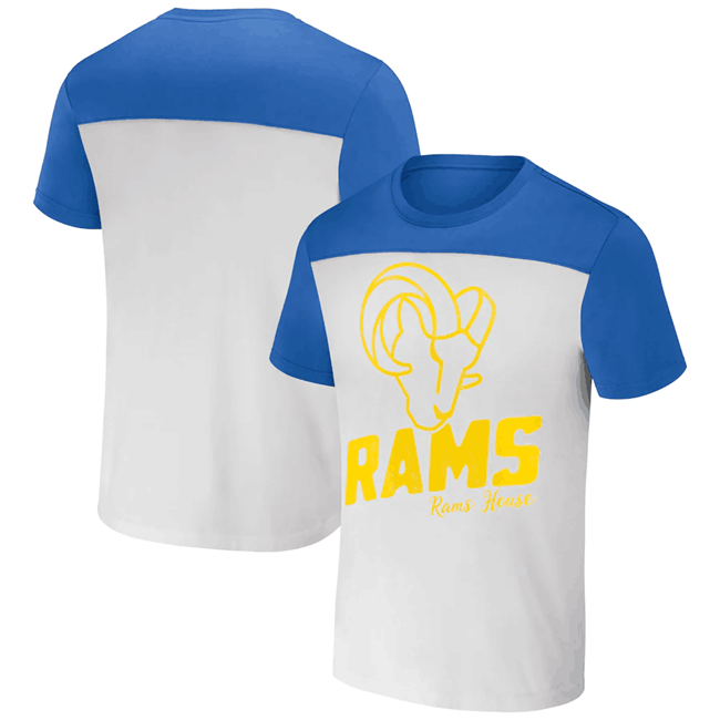 Men's Cream/Blue Los Angeles Rams x Darius Rucker Collection Colorblocked T-Shirt
